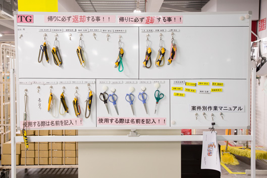 刃物はボードで管理