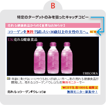 【B】特定のターゲットのみを狙ったキャッチコピー