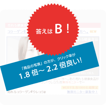 答えはB！「特定のターゲットのみを狙ったキャッチコピー」の方がクリック率が2.1倍～2.8倍良い！