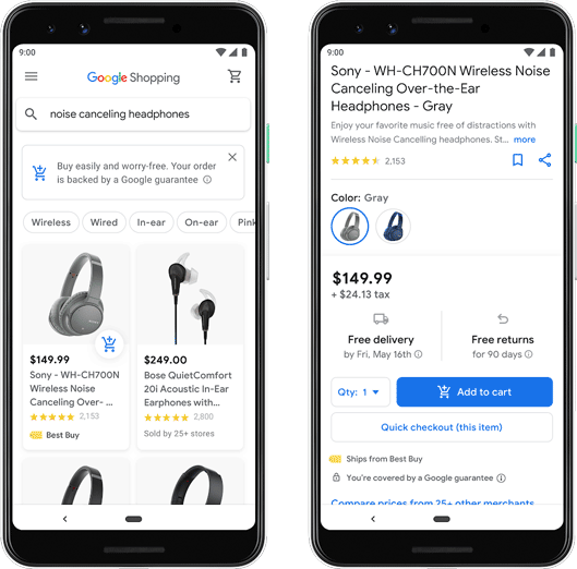 GoogleShopping サンプル画面