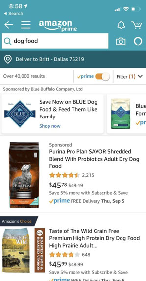 アマゾン スポンサー・ブランド広告の例