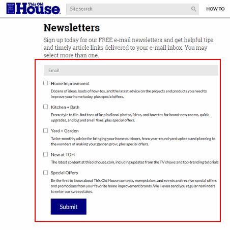 The Old House社は、ジャンルごとに受信できるメルマガの内容を選択できるようにしている