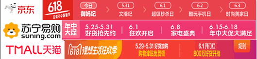 JD、SUNING、Tmallの618販促イベントのカレンダー