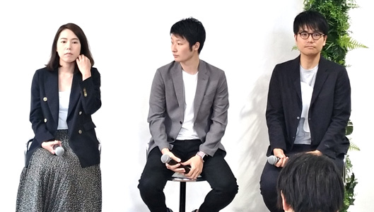 株式会社ベイクルーズ EC統括 馬來 真知子氏、株式会社I-ne 販売本部 ECセールス部 部長　小松 悠氏、GMOペパボ株式会社 minne事業部 部長　阿部 雅幸氏