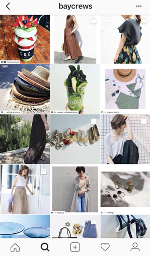 BAYCREWSのInstagramビジネスプロフィールのページ