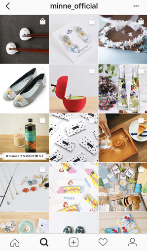 minneのInstagramビジネスプロフィールのページ