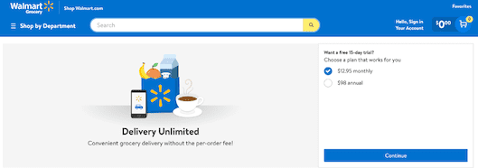 「Delivery Unlimited」の申し込みページ