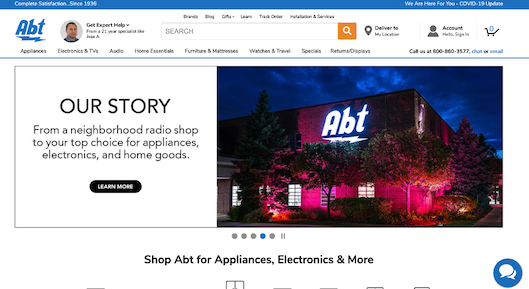 Abt ElectronicsのECサイトトップページ