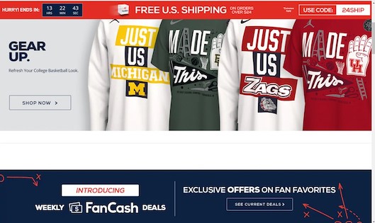 「Fanatics」が採用しているバナーデザイン