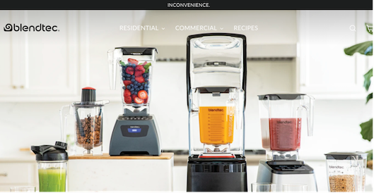 ブレンダーを製造するD2Cブランド「Blendtec」のサイトトップページ