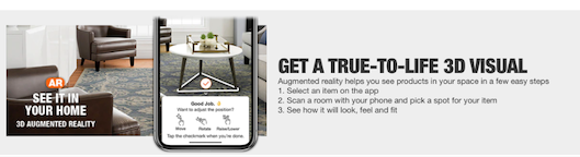 「Home Depot」のアプリで提供するAR機能例