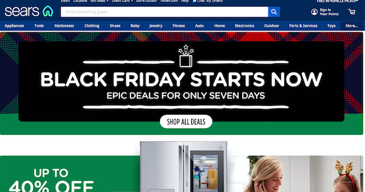 「Sears」のECサイトトップページ