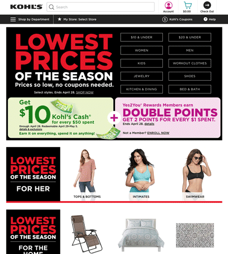 Kohl'sのECサイト