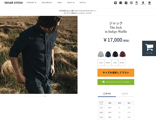 テイラースティッチの商品ページ