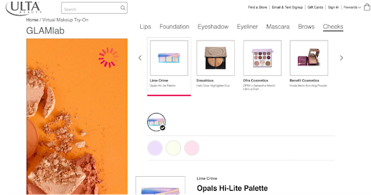 Ulta Beautyが提供するバーチャルメイクアップサービス「GLAMlab」