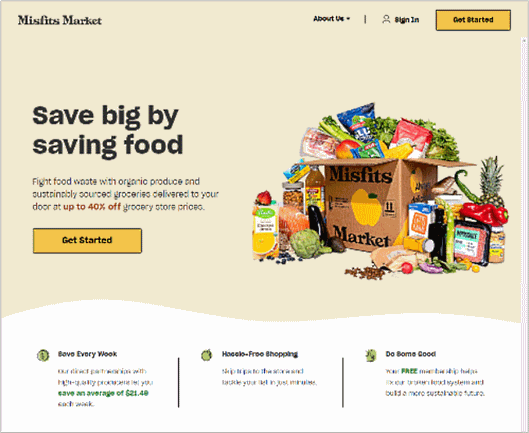 アメリカの規格外農作物のEC「Misfits Market」