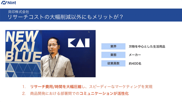 貝印株式会社の事例　リサーチコストの大幅削減以外にもメリットが