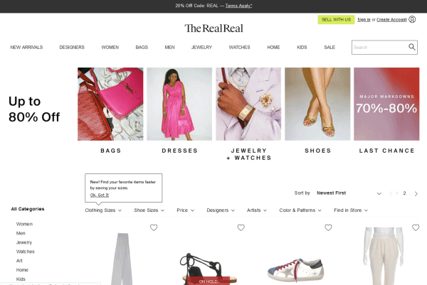高級ブランド品のリセールを手がける「The RealReal」