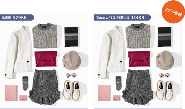 CRI・ミドルウェア 画像軽量化ソフトウェア「SmartJPEG」 使用前後の比較画像 