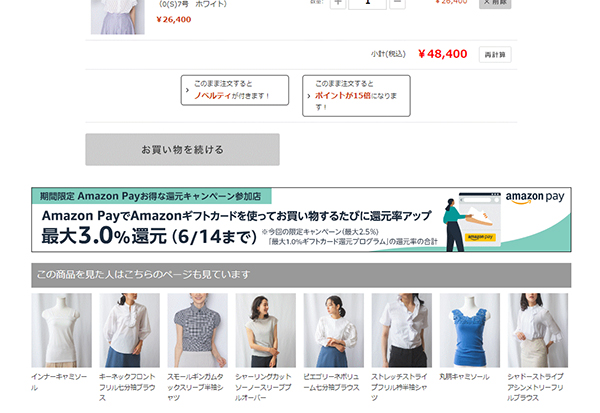 AmazonPay ナラカミーチェジャパン AmazonPay導入効果 バナーを自動的に更新 キャンペーンの訴求