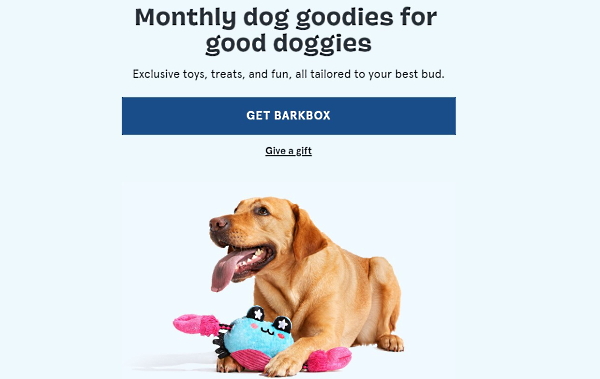 Barkのサブスクリプションサービス「Bark Box」（画像は編集部がBarkのサイトからキャプチャ）