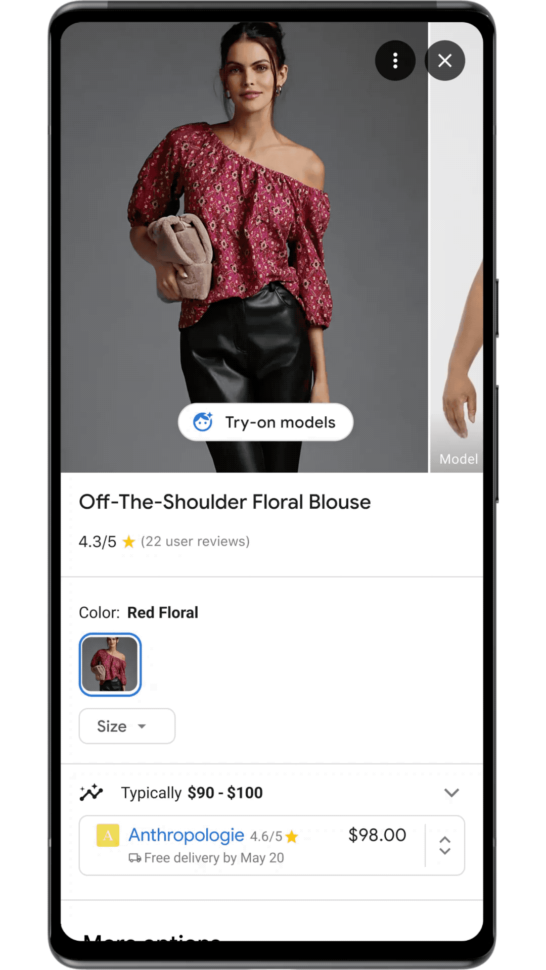 Googleのバーチャル試着ツールはブランドを横断してユーザのー好みの商品を提案する（画像はGoogleの公式ブログから編集部がキャプチャ）