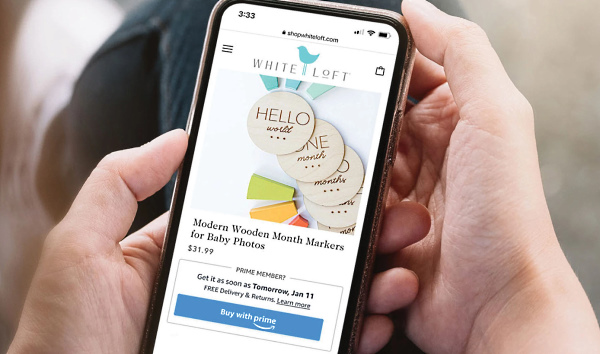 「Buy with Prime」の表示イメージ（画像はAmazonのニュースページから編集部がキャプチャ）