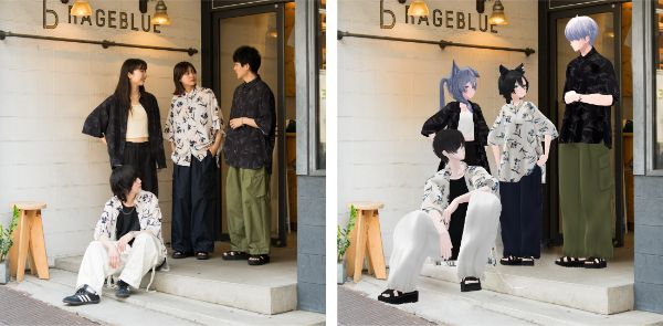 リアルの自分（左）と同じコーディネートをメタバース上でもできる