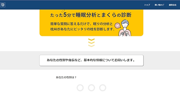 「PilloBO」によるオンライン診断（画像は「PilloBO」による診断ページから編集部がキャプチャして追加）