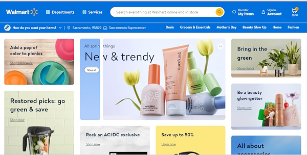 「walmart.com」トップページ（画像はサイトから編集部がキャプチャ）