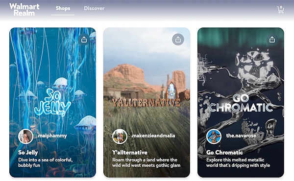「Walmart Realm」で展開しているショップの一例（画像は「Walmart Realm」トップページから編集部がキャプチャ ）
