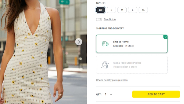 商品によっては自宅配送と店舗受取を選択できる（画像はForever 21の公式オンラインストアから編集部がキャプチャ）