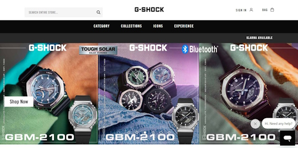 「G-SHOCK」のブランド公式サイト（画像はサイトから編集部がキャプチャ）