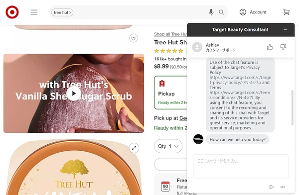 会話型のやり取りからほしい商品を探せる検索体験（画像はTargetのECサイトからキャプチャして追加）