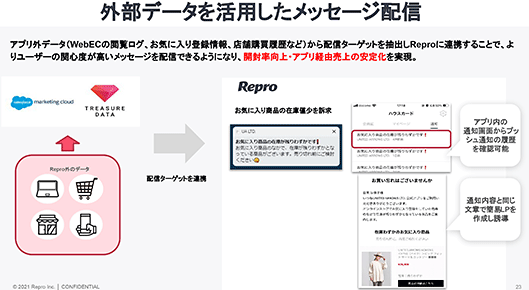 Repro ユナイテッドアローズ 外部データと連係しメッセージを配信