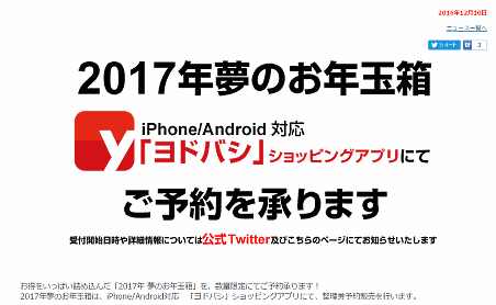 ヨドバシカメラ「2017年 夢のお年玉箱」告知ページ