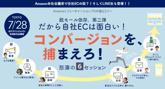 自社ECサイトの強化をテーマにしたセミナー「脱モール依存。第二弾 コンバージョンを、捕まえろ！」を、フューチャーショップが主催
