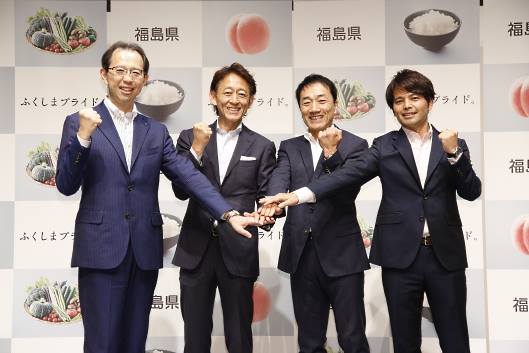 福島県知事（写真左）と各モールの責任者