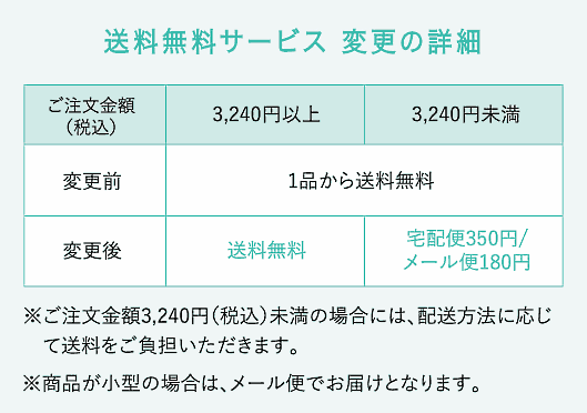オルビスが送料無料サービスを変更