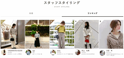 アーバンリサーチのショップスタッフによるコーディネート