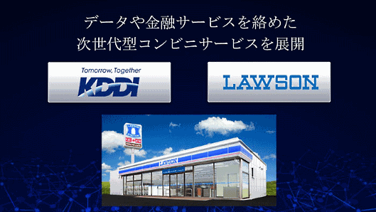 ローソンとKDDIの提携で、デ―タや金融サービスを絡めた次世代型コンビニサービスを展開