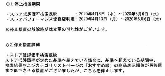 新型コロナウイルス拡大防止に伴う緊急事態宣言の発令を受け、ヤフーが運営する「Yahoo!ショッピング」では、「ストア低評価率検索反映」「ストアパフォーマンス優良店判定」を5月6日（水）まで停止する