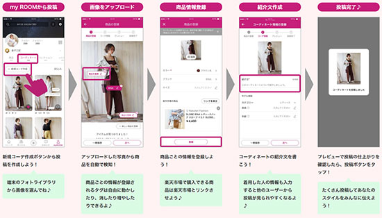 楽天 ROOM コーディネート機能 楽天市場 Rakuten Fashion
