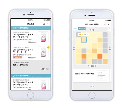 UCC上島珈琲がECを連動したOMO施策の強化 「My COFFEE STYLE」で提供する「My COFFEEマップ」は、「COFFEE STYLE UCC」などのUCC直営店舗やECサイト、「My COFFEEお届け便」のコーヒーを飲んだ感想を登録することで、自分の嗜好が可視化できるもの