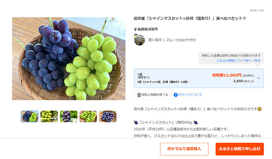 ポケットマルシェ ポケマルふるさと納税 返礼品の一例