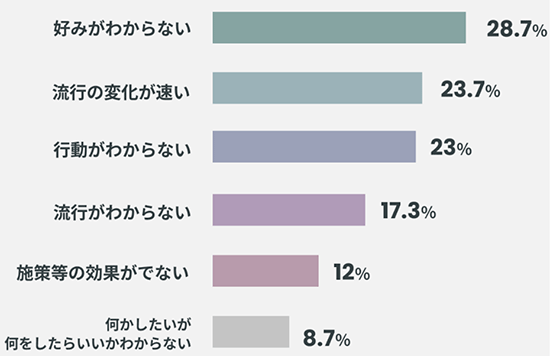 テテマーチ 調査 Z世代をターゲットとして際のビジネス上の悩みは