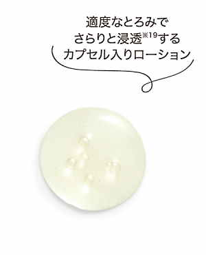 美容成分を閉じ込めたカプセルが浮遊している