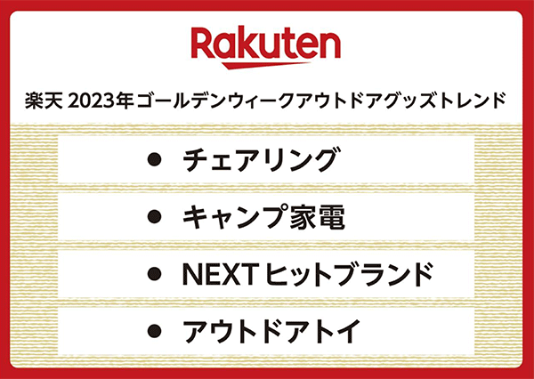 2023年ゴールデンウィークアウトドアグッズトレンド チェアリング キャンプ家電 NEXTヒットブランド アウトドアトイ