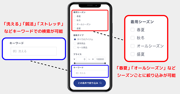 AOKI ZETA SEARCH 詳細な絞り込み表示