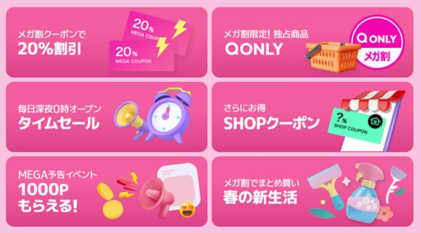 「メガ割」の特設コーナーではさまざまな企画を実施